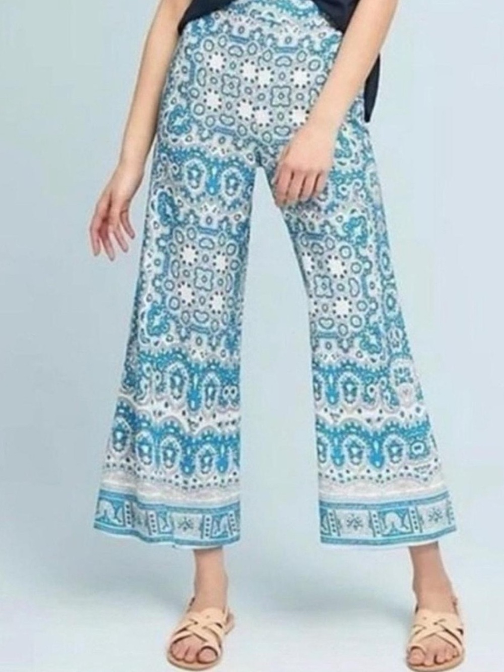 Anthropologie father and bone wide leg crop paisley print pants